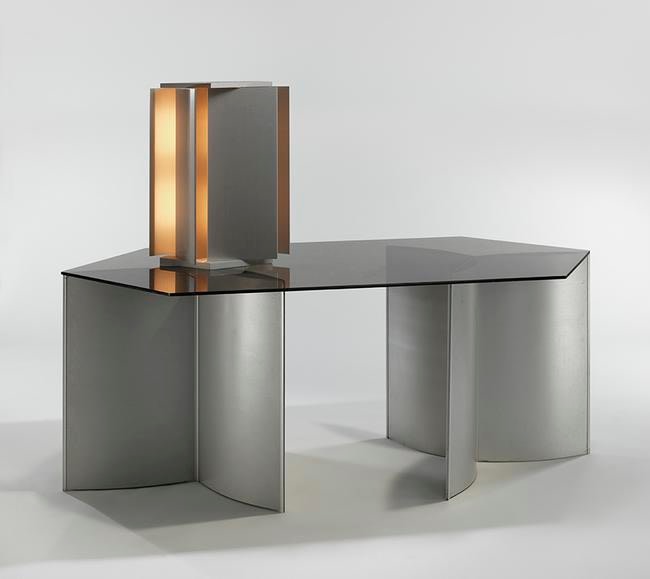 Hexagonal Console &amp;amp; Prismatic Lamp, 1968