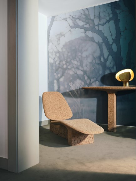 Installation photo of the show and works in Paris. Views of room showing various furnitures.