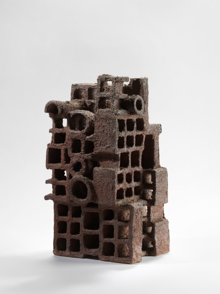 photograph of modular construction sculpture in a blank room