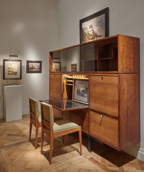 Installation view of the booth at Tefaf Maastricht with various angles and works on view.