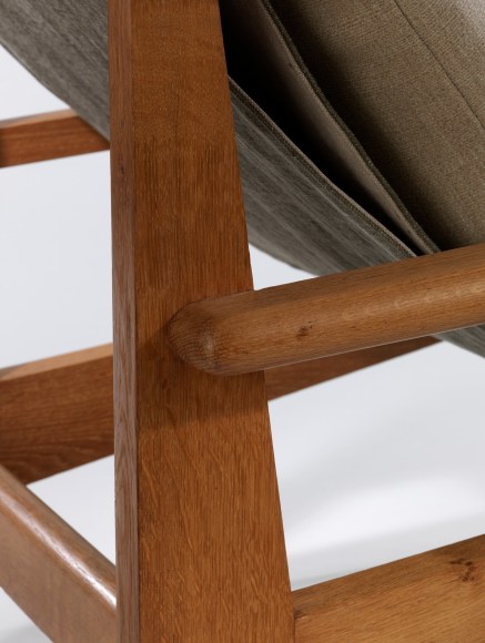 Detail of wood arm joint on back of chair