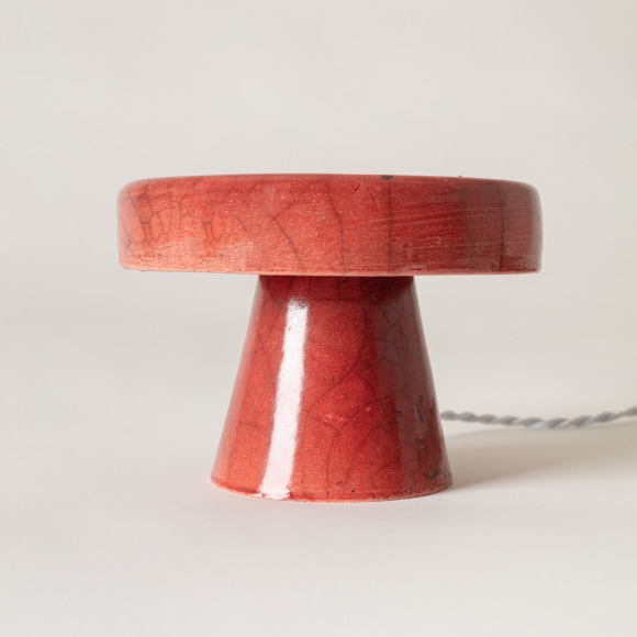 Lamp with burnt orange raku glaze