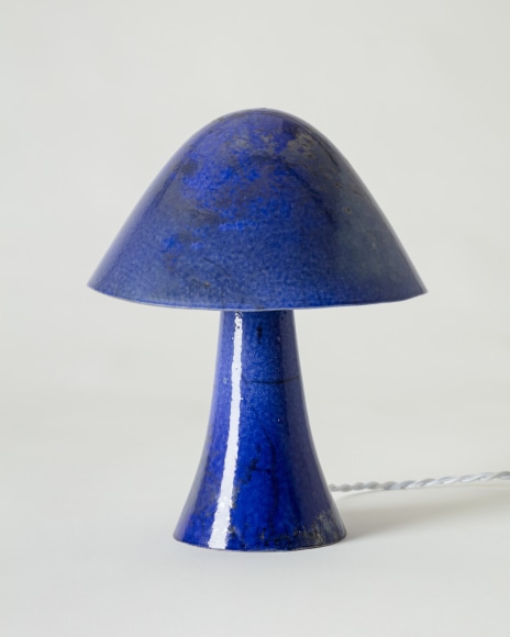 Lamp with blue raku glaze