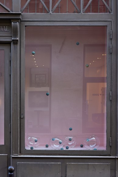 artist's installation in a storefront window