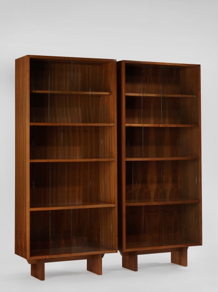 bookcases in an empty room