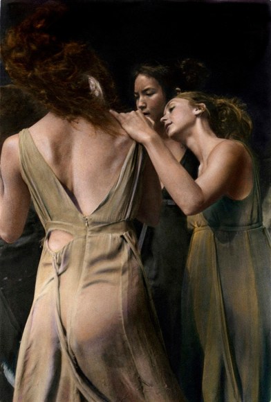 Dancers, 2015, Gelatin silver print with applied oil paint