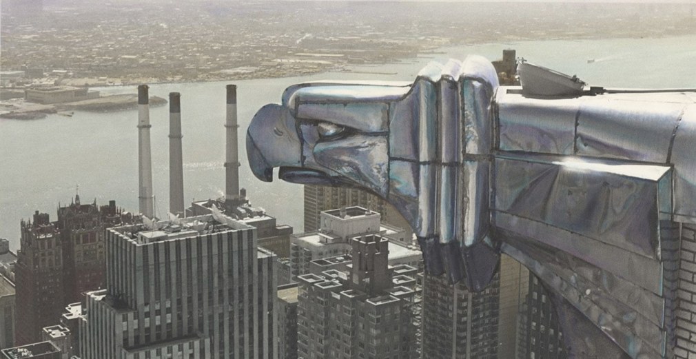 Chrysler Gargoyle Overlooking the River,&nbsp;1997, Gelatin silver print with applied oil paint