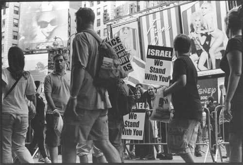 Pro-Israel rally (Gaza flotilla), Times Square, June 3, 2010, Gelatin silver print