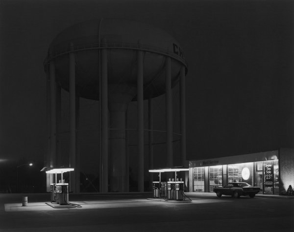 George Tice Petit's Mobil Station, Cherry HIll, New Jersey, 1974