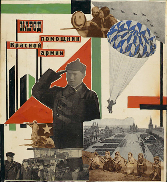 Untitled (the people are the Red Army&#039;s aides), c. 1932, Collage with gouache, ink, rotogravure, gelatin silver print and paper
