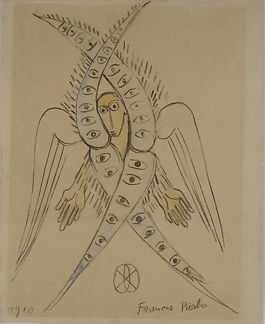 Ange 1950 ink, watercolor, and pencil on cardboard