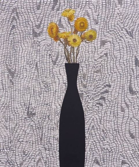 Jen Mazza Yellow Strawflowers/Moir&eacute; , 2015