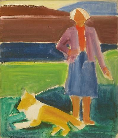 Standing Self Portrait with Dog I