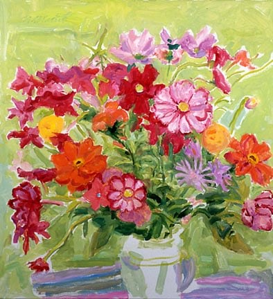 NELL BLAINE Orange and Green Bouquet