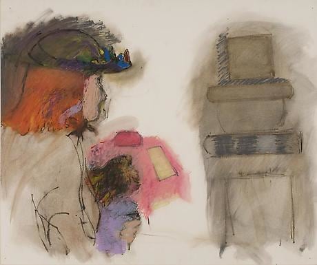 Me with a Monkey and Hat Puzzling Over Abstract Shapes