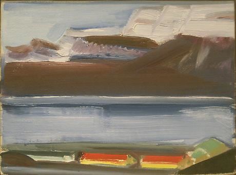 Clouds, Mountains, Red Buildings