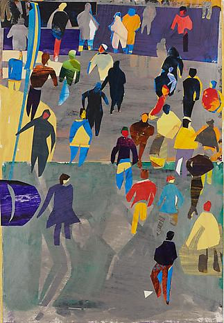 Vertical Crowd on Silver Ground