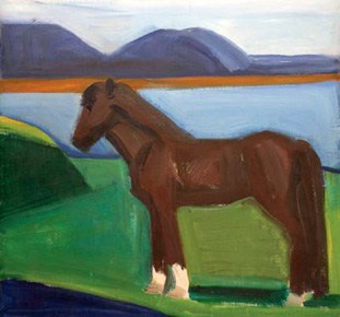 Young Brown Horse with White Feet