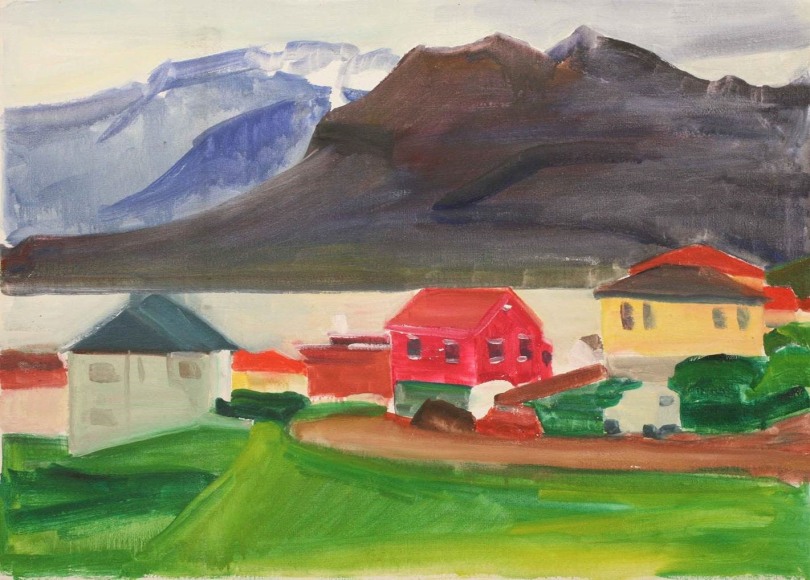 Icelandic Villagescape with Mountains ​