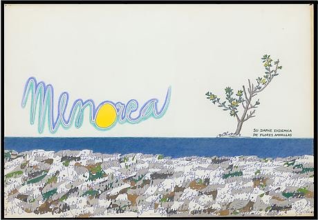 Menorca 1962 ink and colored pencil on paper