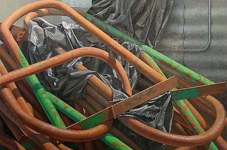 Stanchions 2006 egg tempera on panel