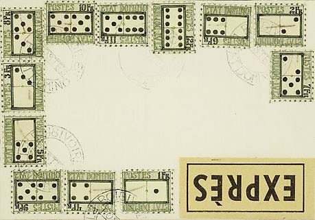 1930. Dominos watercolor and rubber stamp on paper