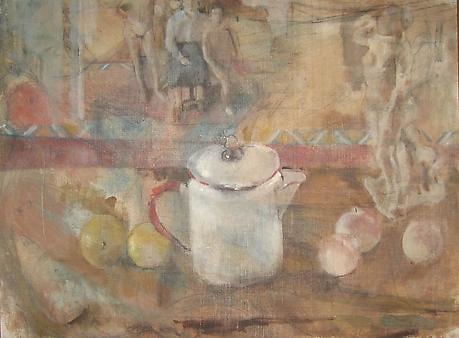 Coffee Pot and Fruit withe Berdie and Boys
