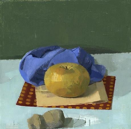 Apple with Blue Cloth and Bone Fragment