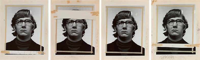 Study for "Keith/Four times", 1975; four gelatin silver prints with ink, graphite, and tape mounted to foamcore; each image 19 7/8 x 15 5/8 inches, ,