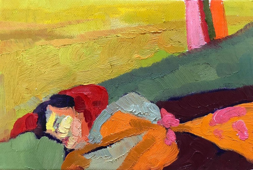 Anas Albraehe, Untitled,&nbsp;2022,&nbsp;Oil on canvas, 7&quot; x 11 3/4&quot; at Anita Rogers Gallery