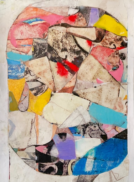Robert Szot, Untitled (Glassell Park Studio), 2022, Mixed media collage on paper, 17" x 12" at Anita Rogers Gallery