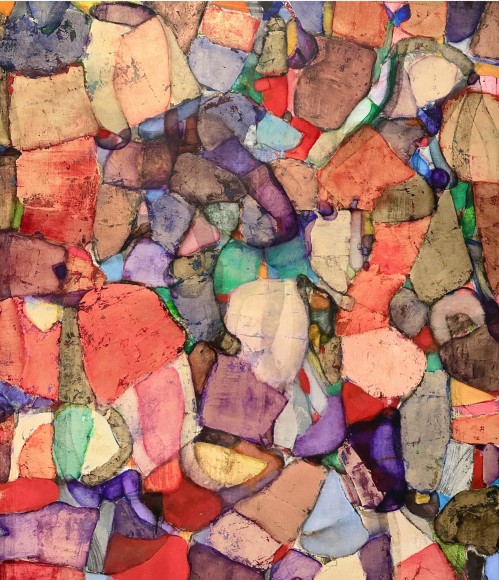 Robert Szot, Prayer Rug, 2024, Oil, metal leaf and charcoal on linen, 72&quot; x 60&quot;&nbsp;at Anita Rogers Gallery