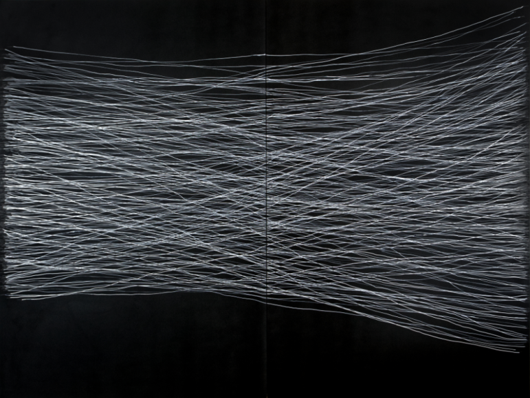 Gary Gissler, fear itself, 2025, Acrylic ink, graphite, on gessoed panel, 72 x 96 x 2 in