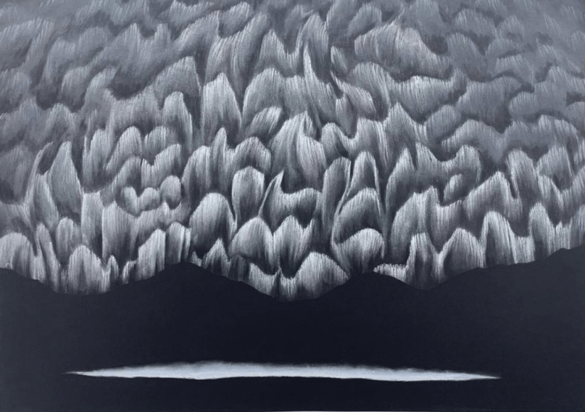 Simon Bertrand, Inlandscape, 2022, Pastel on paper, 19 1/2&quot; x 27 1/2&quot; at Anita Rogers Gallery