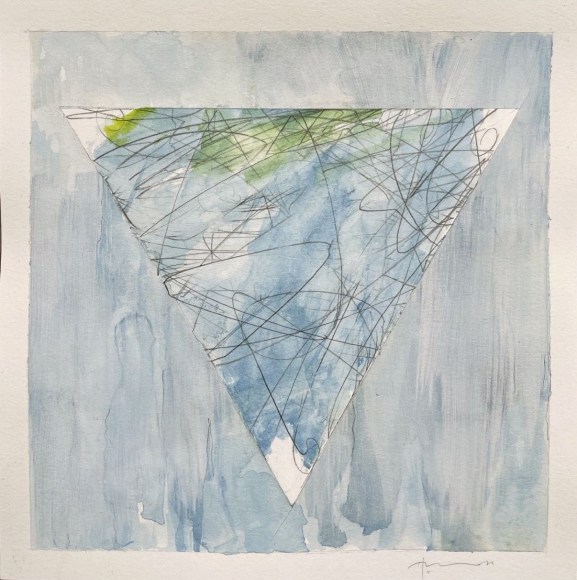 Henry Mandell. Study For Theory Of Mind 034. 2022. Watercolor and graphite on Fabriano paper. 7" x 7"