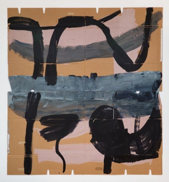 Virva Hinnemo, Two Things, 2016, Acrylic on cardboard, 76 1/4" x 71" at Anita Rogers Gallery