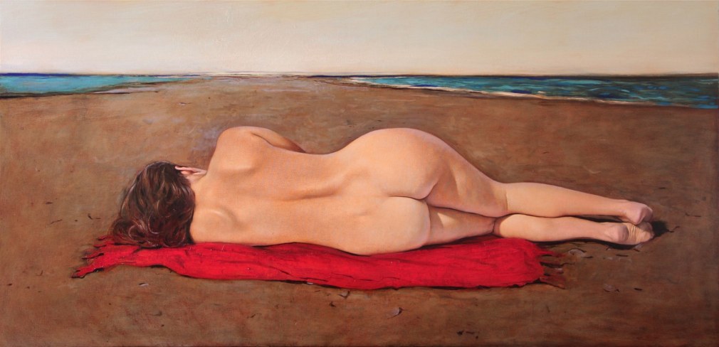 Tomas Watson, Beyond the Rock, 2020, Oil on canvas, 39 1/2" x 78 1/2" at Anita Rogers Gallery