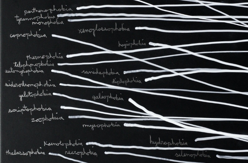 Detail from: Gary Gissler, fear itself, 2025, Acrylic ink, graphite, on gessoed panel, 72 x 96 x 2 in