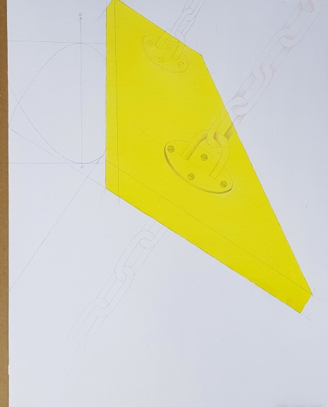 Mahreen Zuberi, Fallacy of the Simple Harmonious Motion, 2019, Pencil, gouache, and watercolour on wasli, 13" x 10"