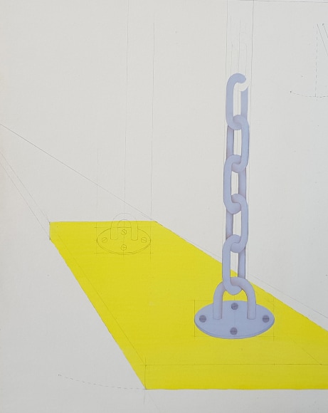 Mahreen Zuberi, Fallacy of the Simple Harmonious Motion, 2019, Pencil, gouache, and watercolor on wasli, 13" x 10" at Anita Rogers Gallery