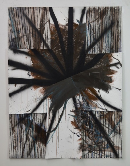Rafael Vage, Unititled, 2017, mixed media on canvas, 64" x 48" at Anita Rogers Gallery