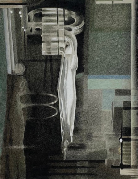 John McDevitt King, Drape, 2022, Graphite, Colored Pencil on Paper, 22.5&quot; x 17&quot; at Anita Rogers Gallery