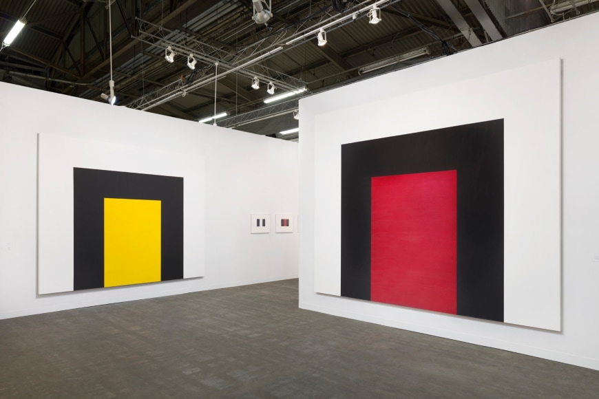 Installation view of Mary Corse's solo-booth at the Armory Show 2018