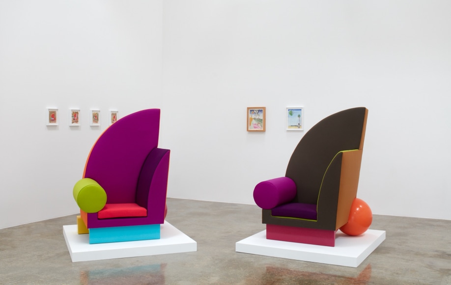 Installation view of &quot;Peter Shire: Drawings, Impossible Teapots, Furniture &amp; Sculpture&quot; at Kayne Griffin Corcoran, Los Angeles