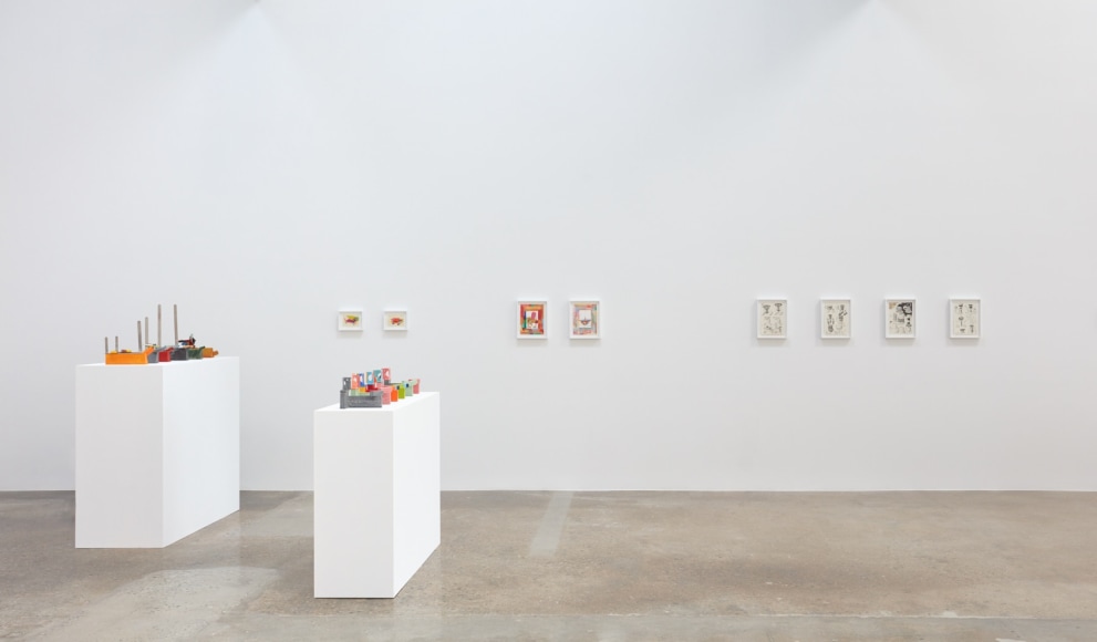 Installation view of &quot;Peter Shire: Drawings, Impossible Teapots, Furniture &amp; Sculpture&quot; at Kayne Griffin Corcoran, Los Angeles