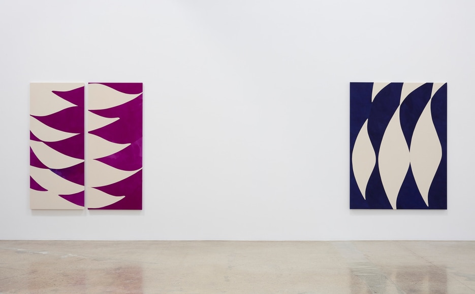 Installation view of &quot;Sarah Crowner: Landscape,&quot; 2021, at Kayne Griffin, Los Angeles