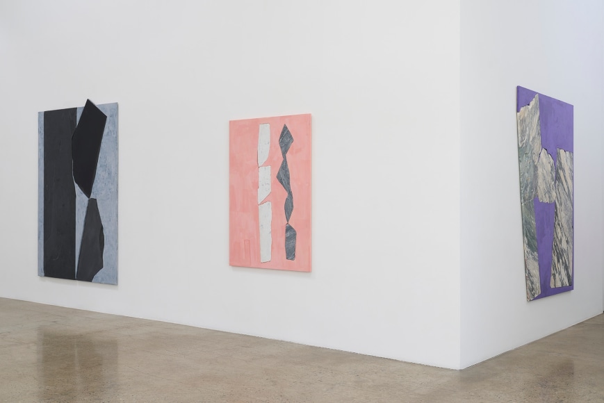 Installation view of &quot;Sam Moyer: Good Friend,&quot; 2021, at Kayne Griffin, Los Angeles