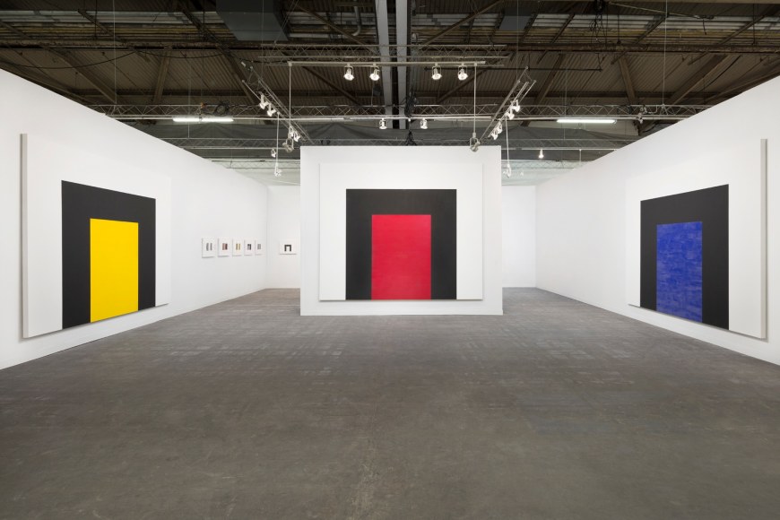 Installation view of Mary Corse's solo-booth at the Armory Show 2018