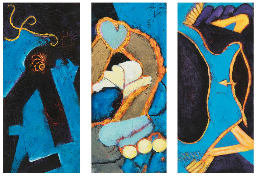 William Scharf, The Heaven Hole, Whale Gold, Bow Gold Wing Black (From left to right), 2005, 2004-5, 2006 (From left to right)