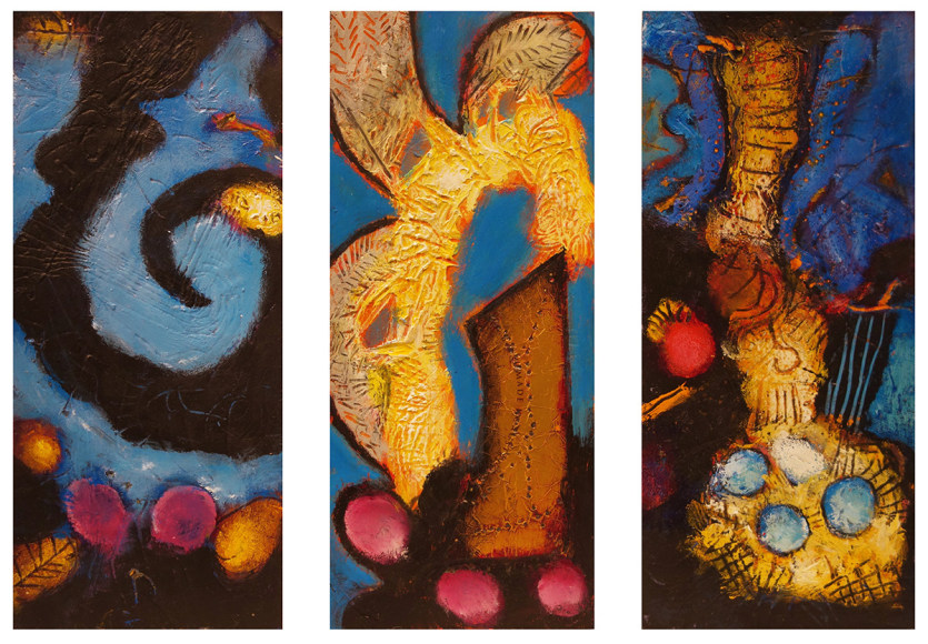 William Scharf, Spiral Gale, Gray Angel, Wither of Eggs (From left to right), 2006, 2005-6, 2004-6 (From left to right)